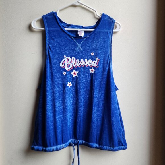 No Boundaries Blue Blessed Tank Top Size XL - Picture 6 of 14